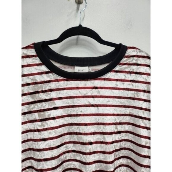 Crescent Drive Womens Velvet Top Size 3X White Red Striped Long Sleeve BOHO - Picture 3 of 9